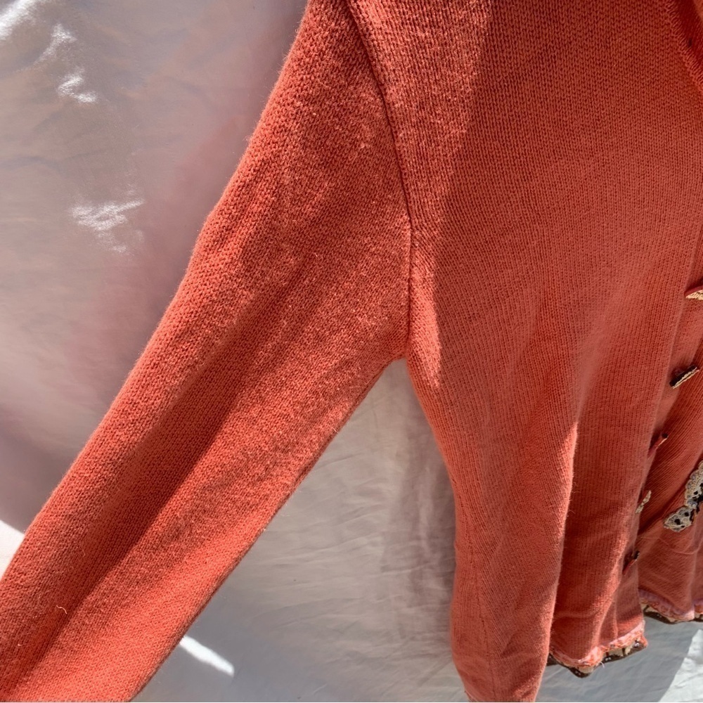Storybrook Knits Vintage Butterfly Sweater Orange Fairycore Artsy y2k Sz Small - Picture 4 of 10